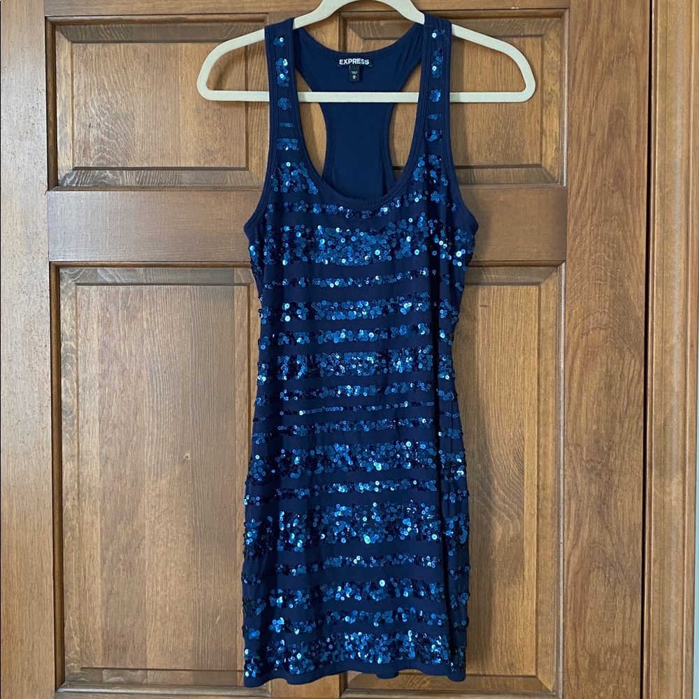 Express Navy Sequin Tank Dress